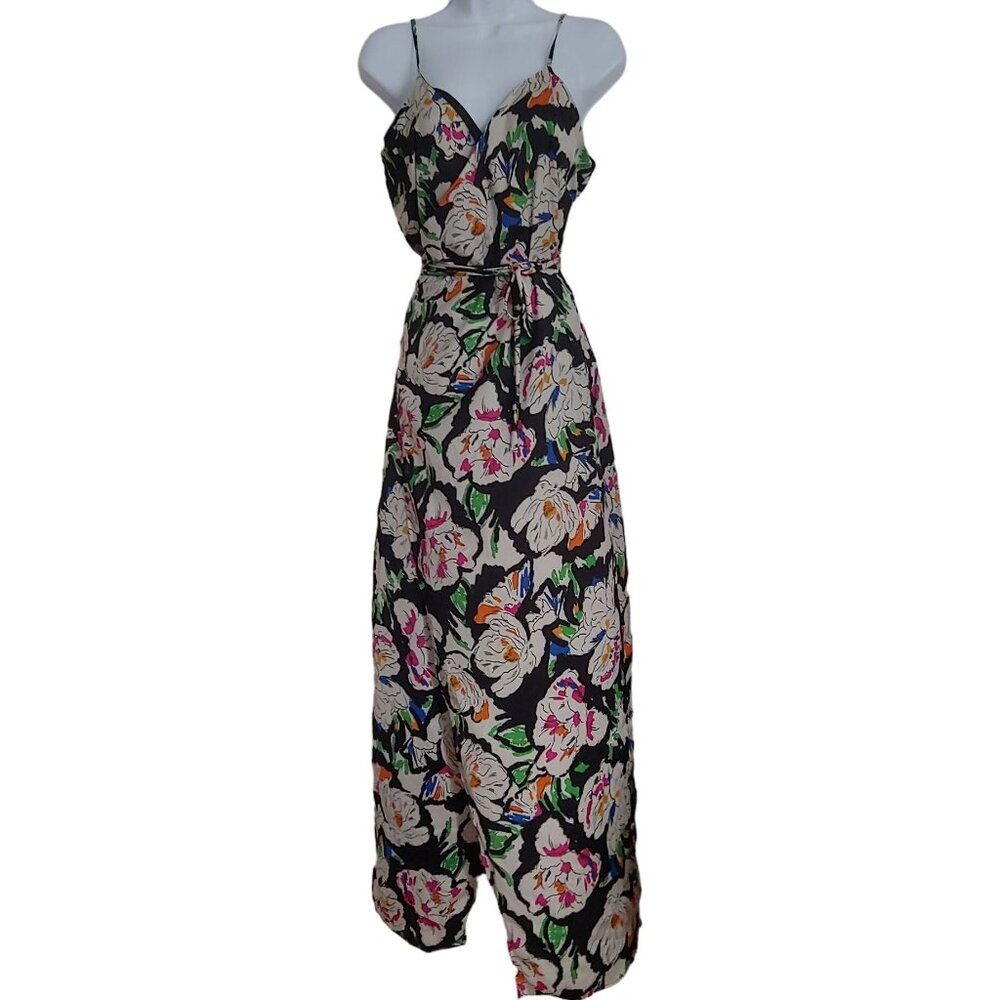 Dancing Leopard Floral Silky Flowy Midi Wrap Dress 14 Adjustable straps